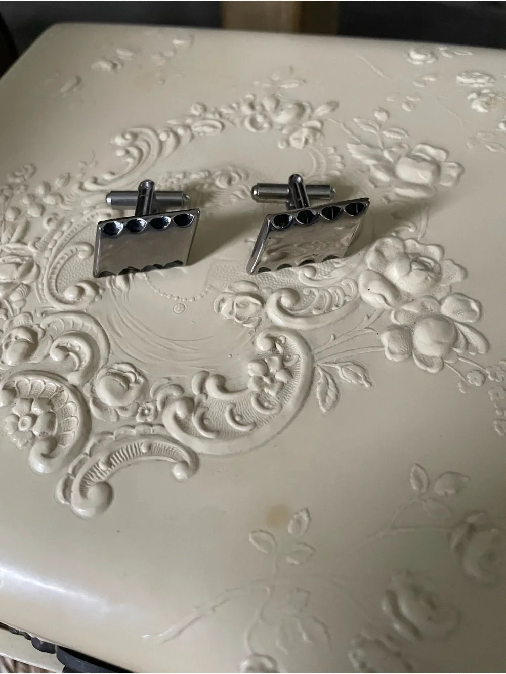 Vintage Cufflinks Pair Silver Tone Modernist